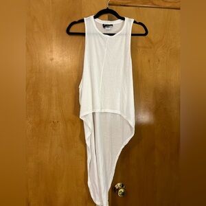 Nasty Gal White Asymmetrical Sleeveless Tee